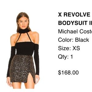 Michael Costello black pff the shoulder bodysuit- Size Xs